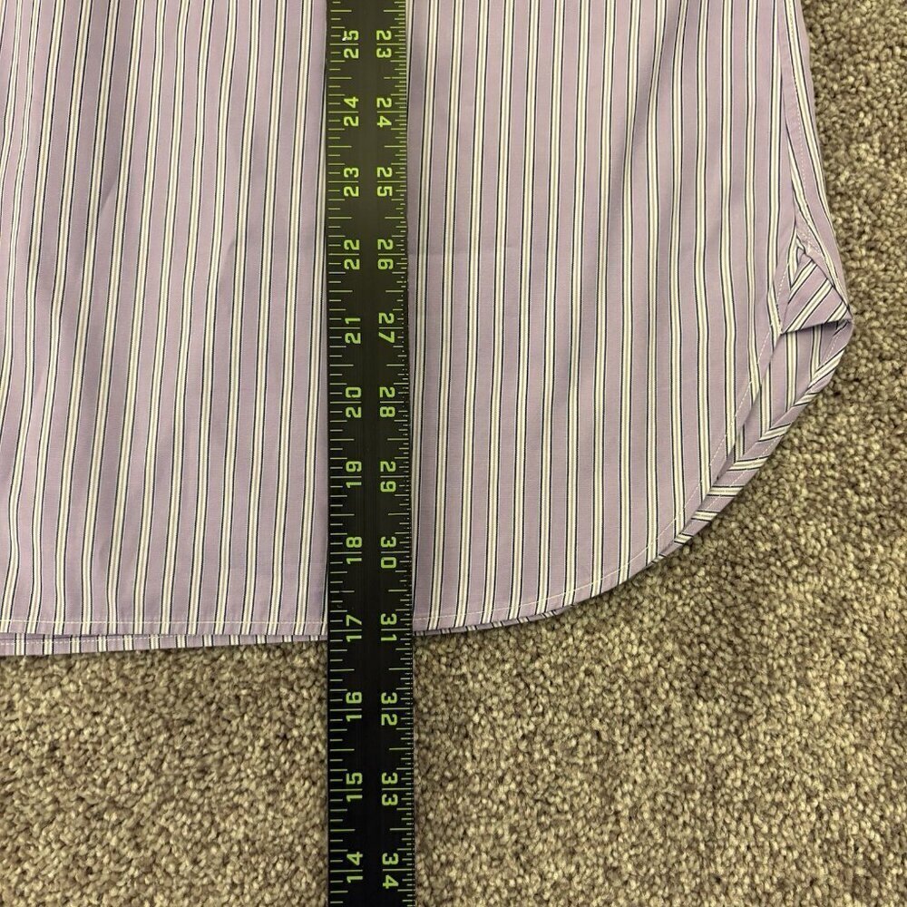 Ralph Lauren Men's Button Down Shirt Size 17.5 Purple Striped Long Sleeves EUC - Picture 9 of 11